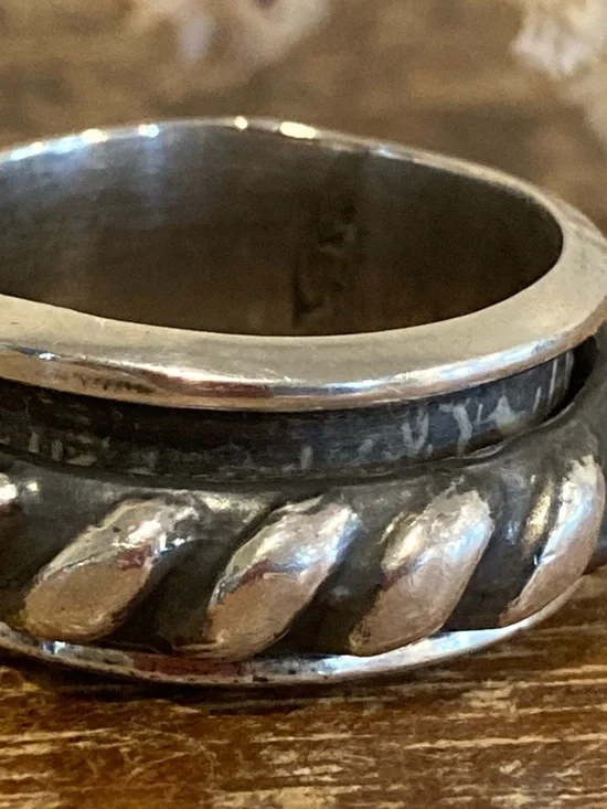 Sterling Silver 925 Mexico Rope Spinner Ring Size 7 - Picture 7 of 15